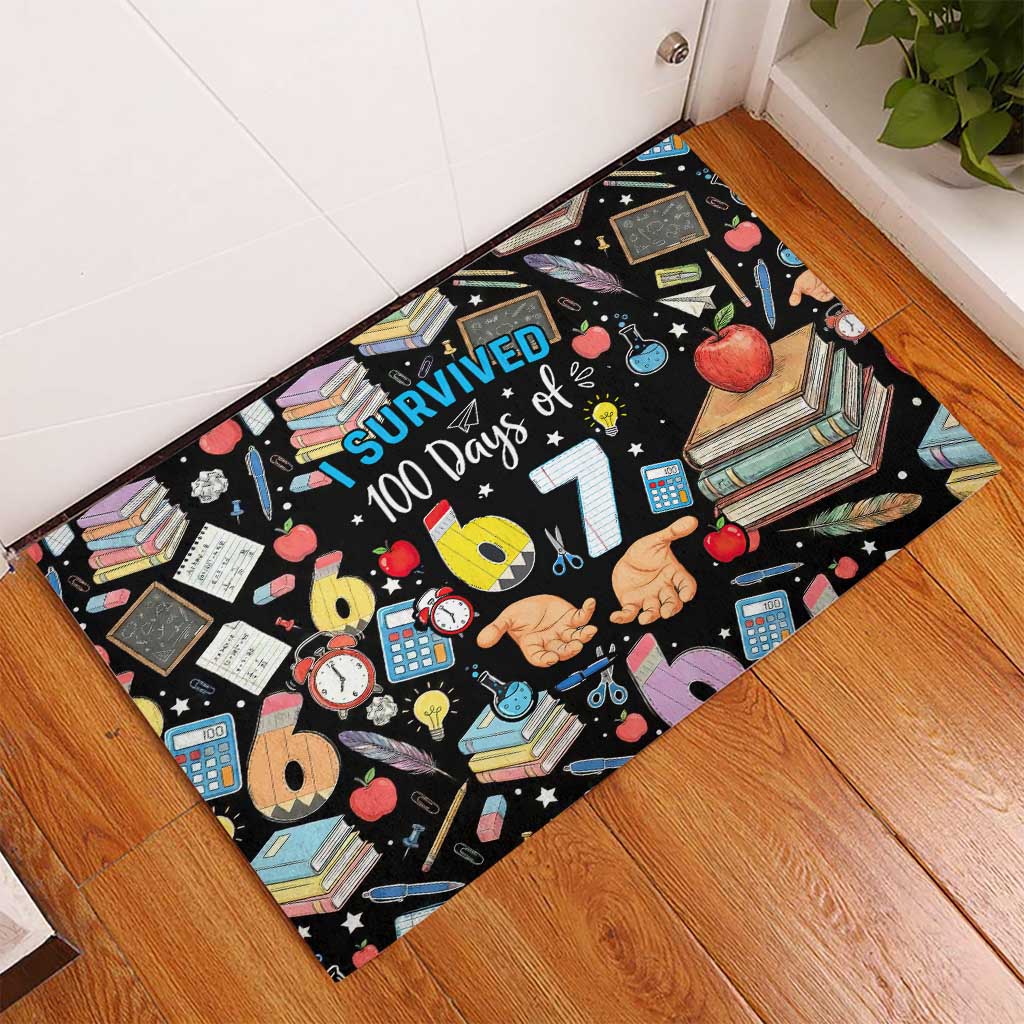 I Survived 100 Days of 67 Rubber Doormat 100th Day of School Teachers Kids