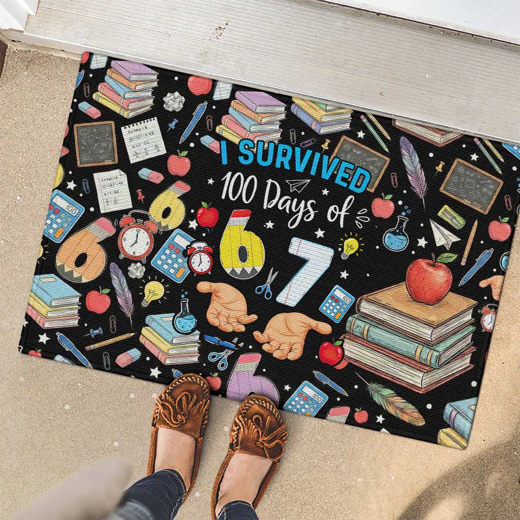 I Survived 100 Days of 67 Rubber Doormat 100th Day of School Teachers Kids