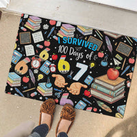 I Survived 100 Days of 67 Rubber Doormat 100th Day of School Teachers Kids