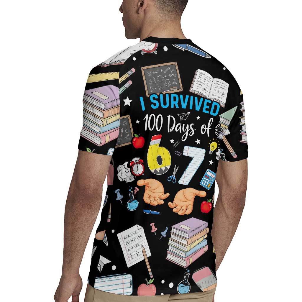 I Survived 100 Days of 67 Rugby Jersey 100th Day of School Teachers Kids