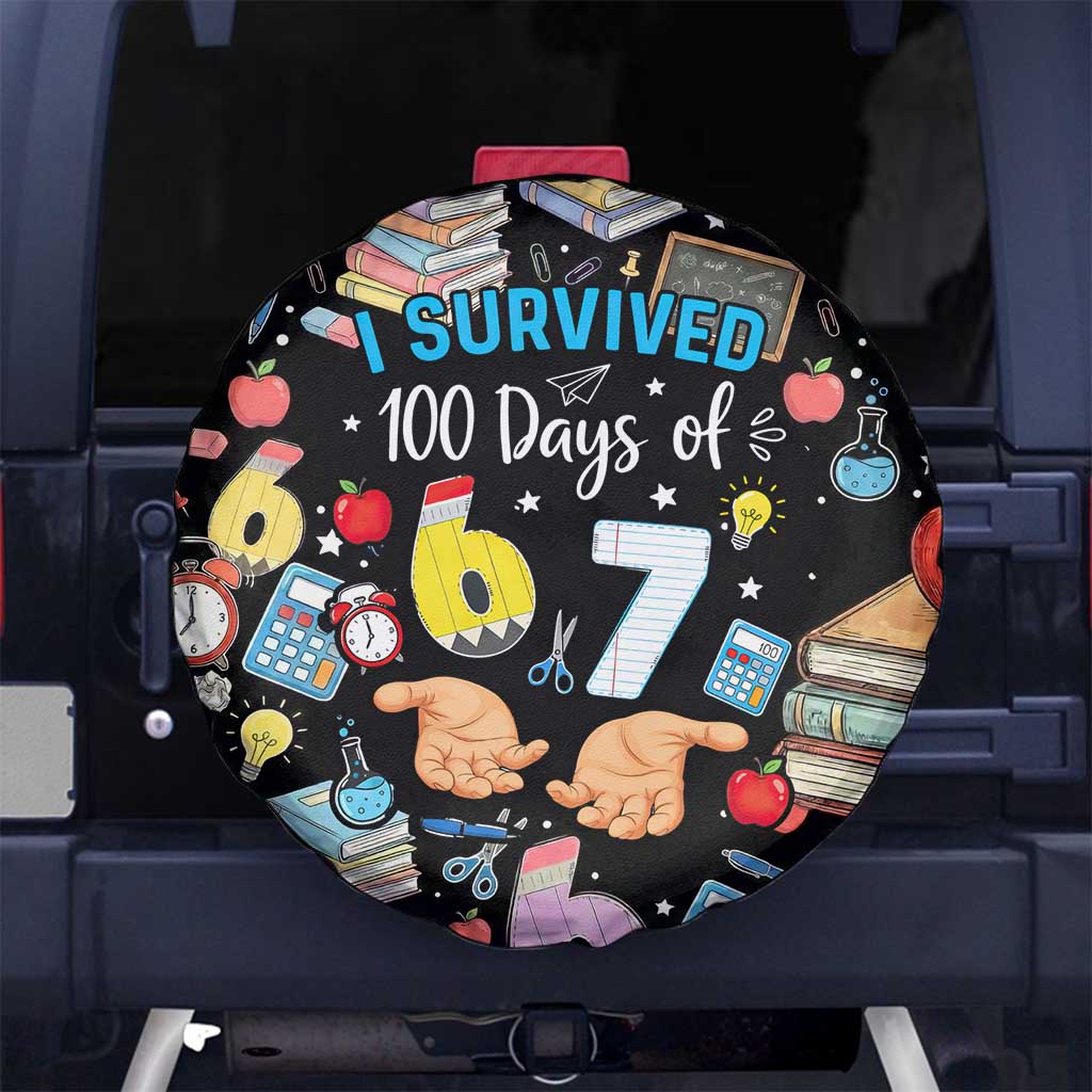 I Survived 100 Days of 67 Spare Tire Cover 100th Day of School Teachers Kids