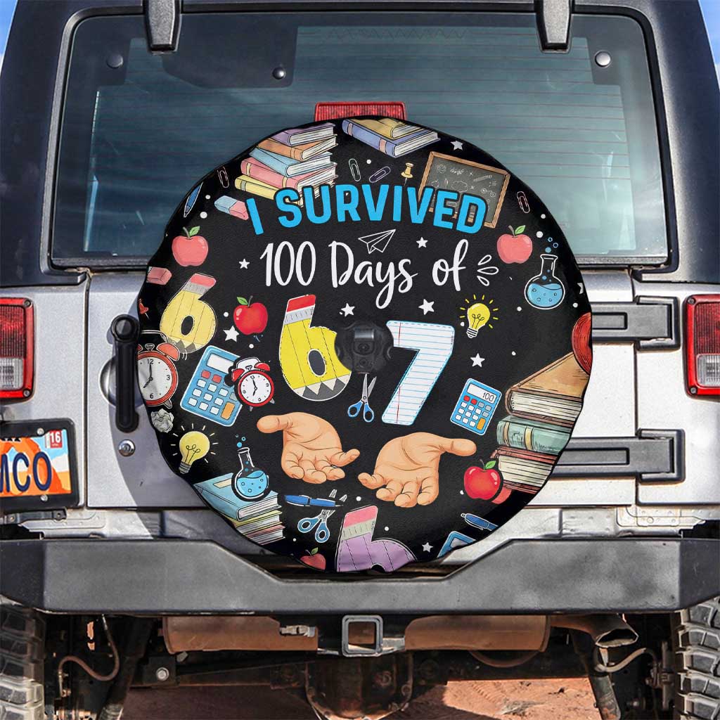 I Survived 100 Days of 67 Spare Tire Cover 100th Day of School Teachers Kids