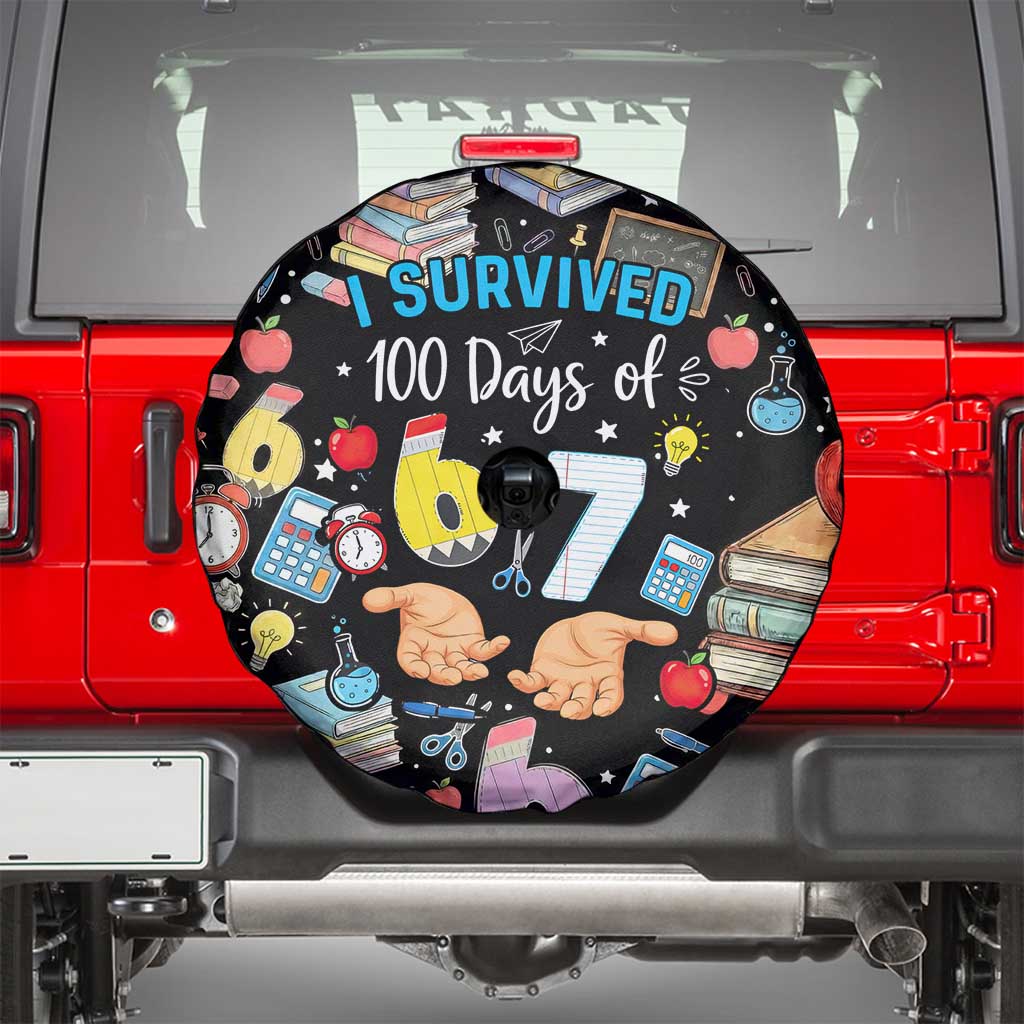 I Survived 100 Days of 67 Spare Tire Cover 100th Day of School Teachers Kids