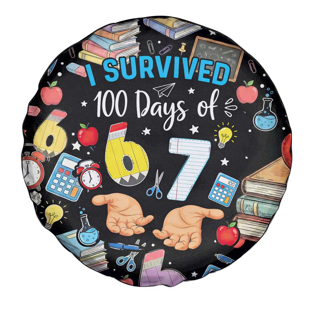 I Survived 100 Days of 67 Spare Tire Cover 100th Day of School Teachers Kids
