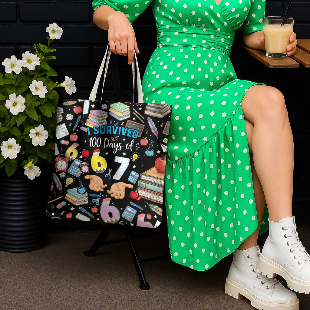 I Survived 100 Days of 67 Tote Bag 100th Day of School Teachers Kids