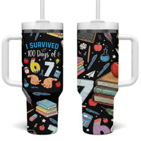 I Survived 100 Days of 67 Tumbler With Handle 100th Day of School Teachers Kids