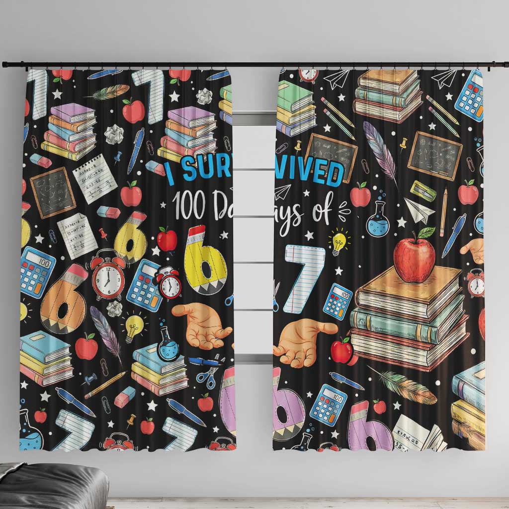 I Survived 100 Days of 67 Window Curtain 100th Day of School Teachers Kids