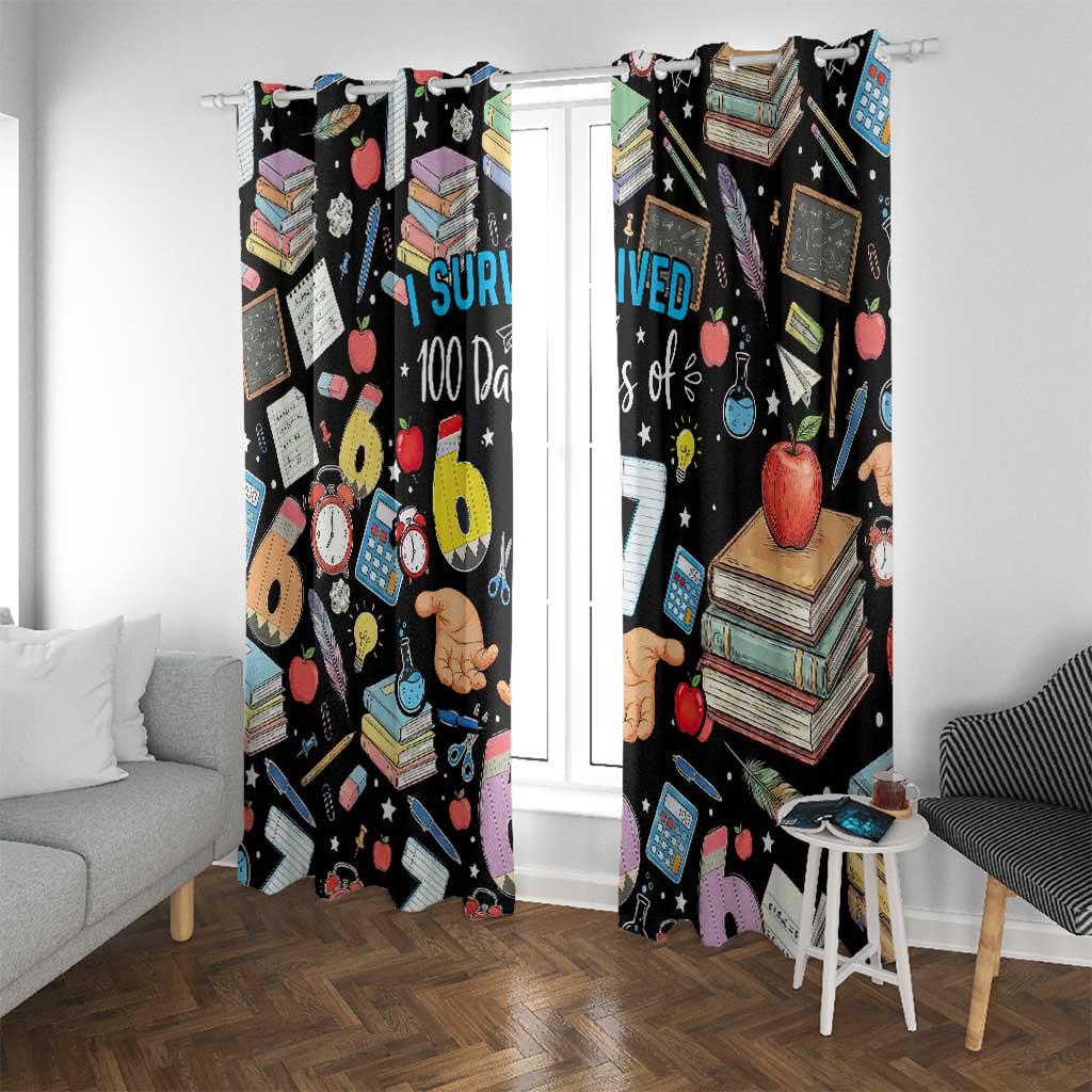I Survived 100 Days of 67 Window Curtain 100th Day of School Teachers Kids