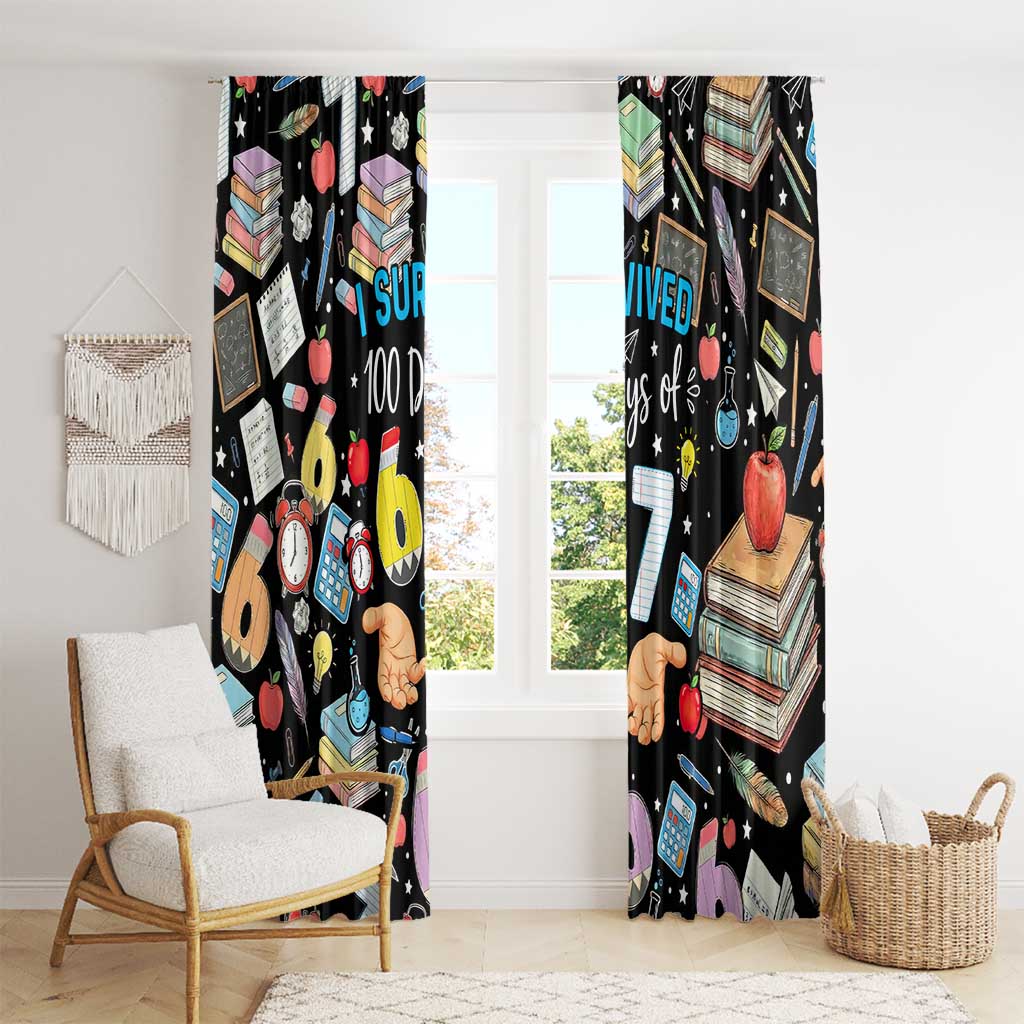 I Survived 100 Days of 67 Window Curtain 100th Day of School Teachers Kids