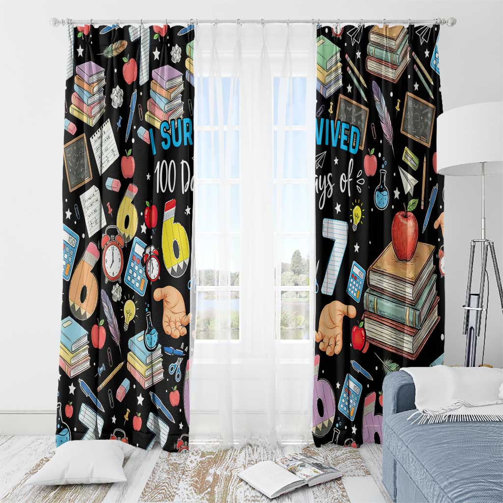 I Survived 100 Days of 67 Window Curtain 100th Day of School Teachers Kids