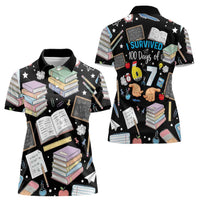 I Survived 100 Days of 67 Women Polo Shirt 100th Day of School Teachers Kids