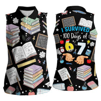 I Survived 100 Days of 67 Women Sleeveless Polo Shirt 100th Day of School Teachers Kids