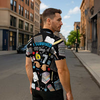 I Survived 100 Days of 67 Zipper Polo Shirt 100th Day of School Teachers Kids