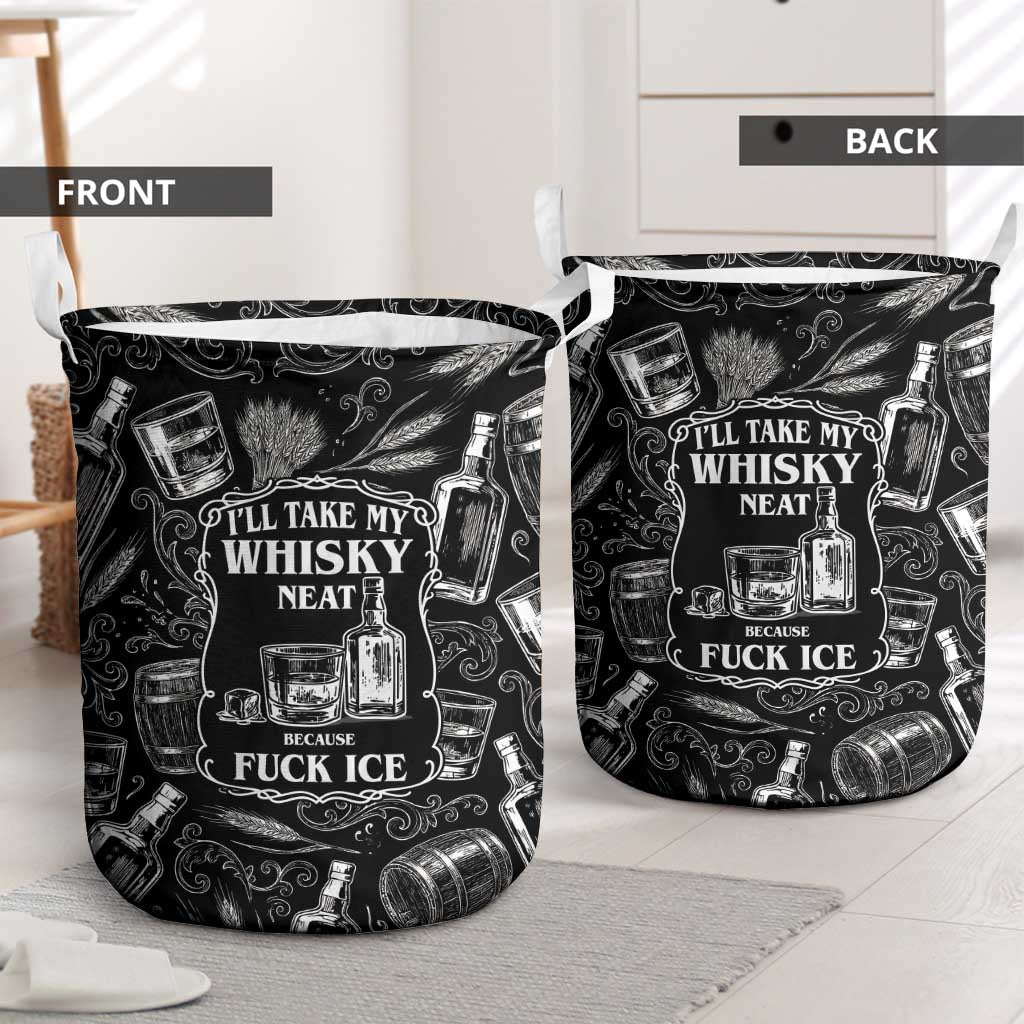 Whisky Neat Laundry Basket Vintage Bold Statement Design