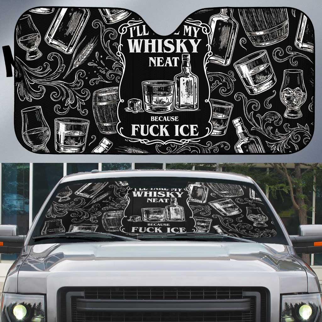 Whisky Neat Auto Sun Shade Vintage Bold Statement Design
