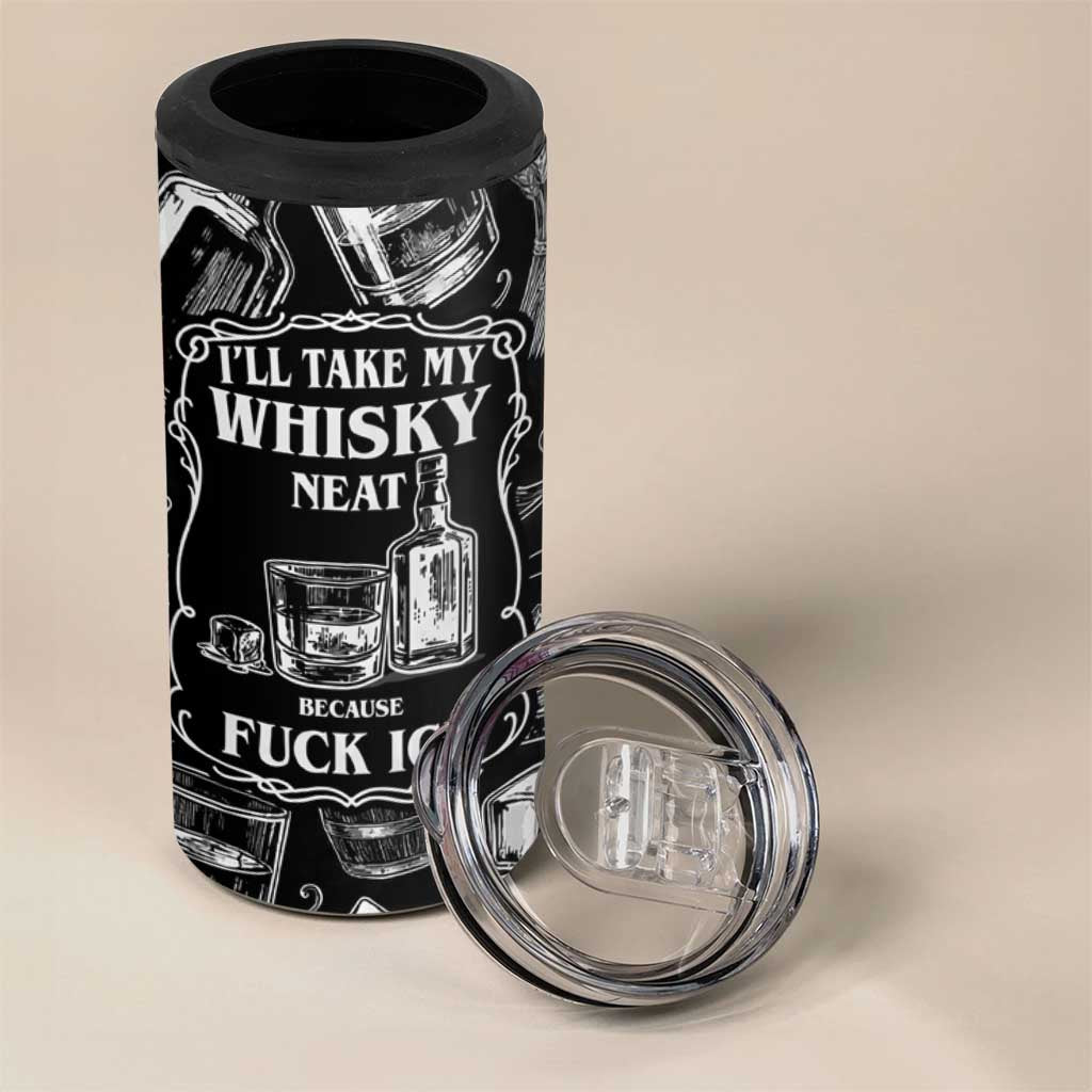Whisky Neat 4 in 1 Can Cooler Tumbler Vintage Bold Statement Design