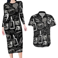Whisky Neat Couples Matching Long Sleeve Bodycon Dress and Hawaiian Shirt Vintage Bold Statement Design