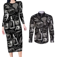 Whisky Neat Couples Matching Long Sleeve Bodycon Dress and Long Sleeve Button Shirt Vintage Bold Statement Design