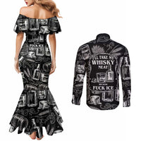 Whisky Neat Couples Matching Mermaid Dress and Long Sleeve Button Shirt Vintage Bold Statement Design