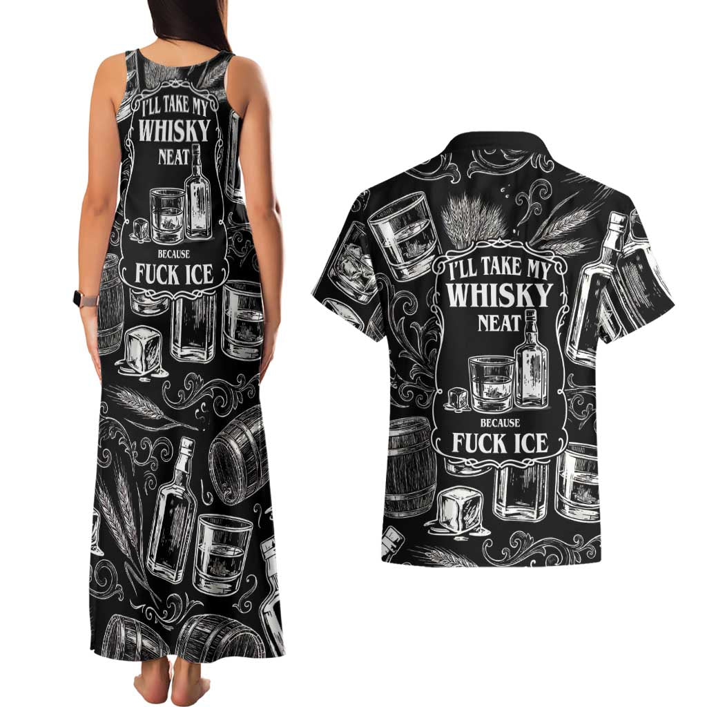Whisky Neat Couples Matching Tank Maxi Dress and Hawaiian Shirt Vintage Bold Statement Design