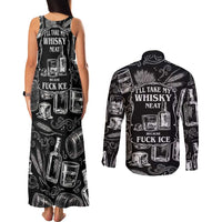 Whisky Neat Couples Matching Tank Maxi Dress and Long Sleeve Button Shirt Vintage Bold Statement Design