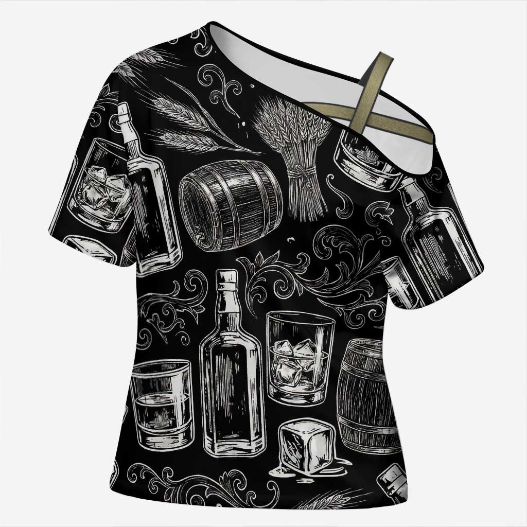 Whisky Neat Cross Shoulder Shirt Vintage Bold Statement Design