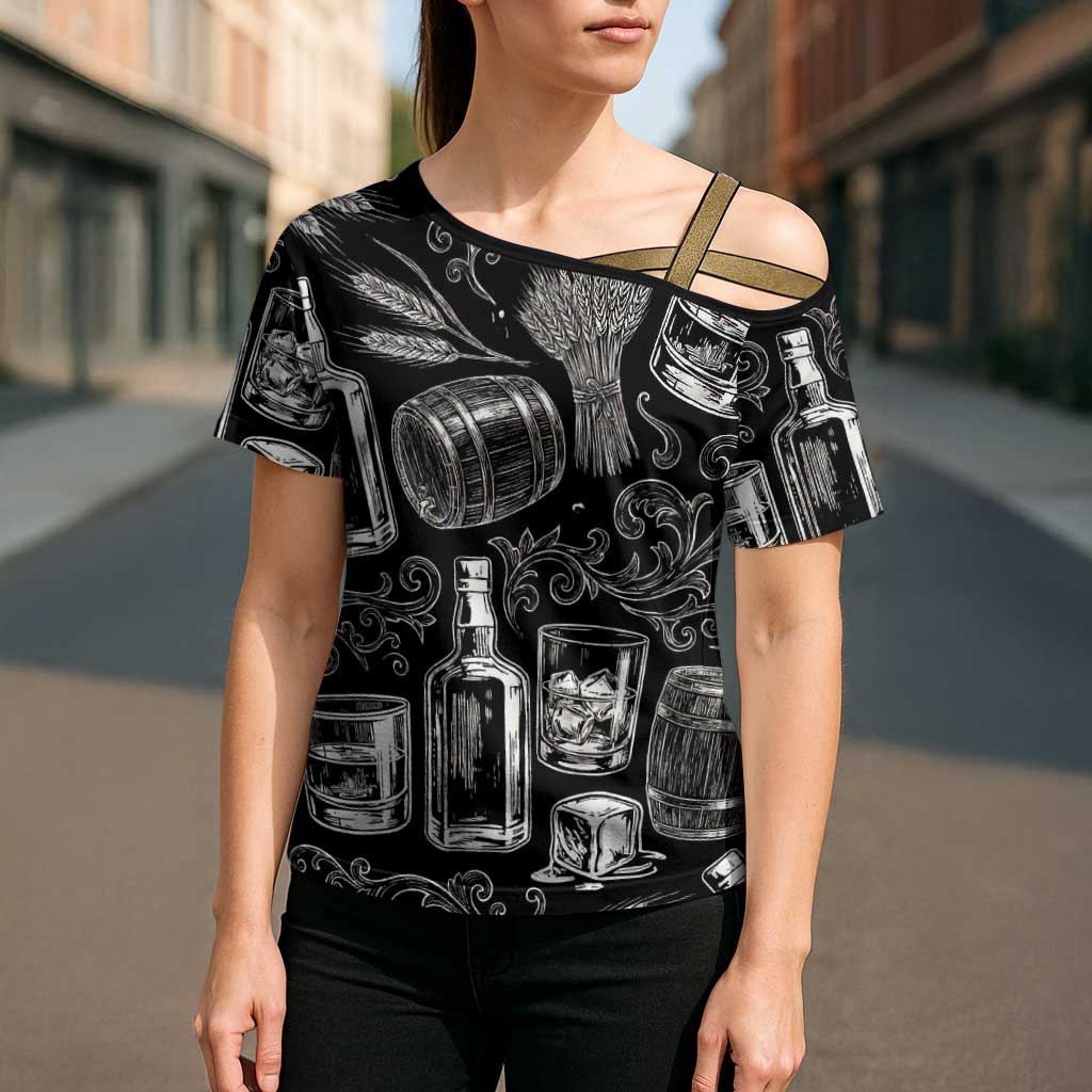 Whisky Neat Cross Shoulder Shirt Vintage Bold Statement Design