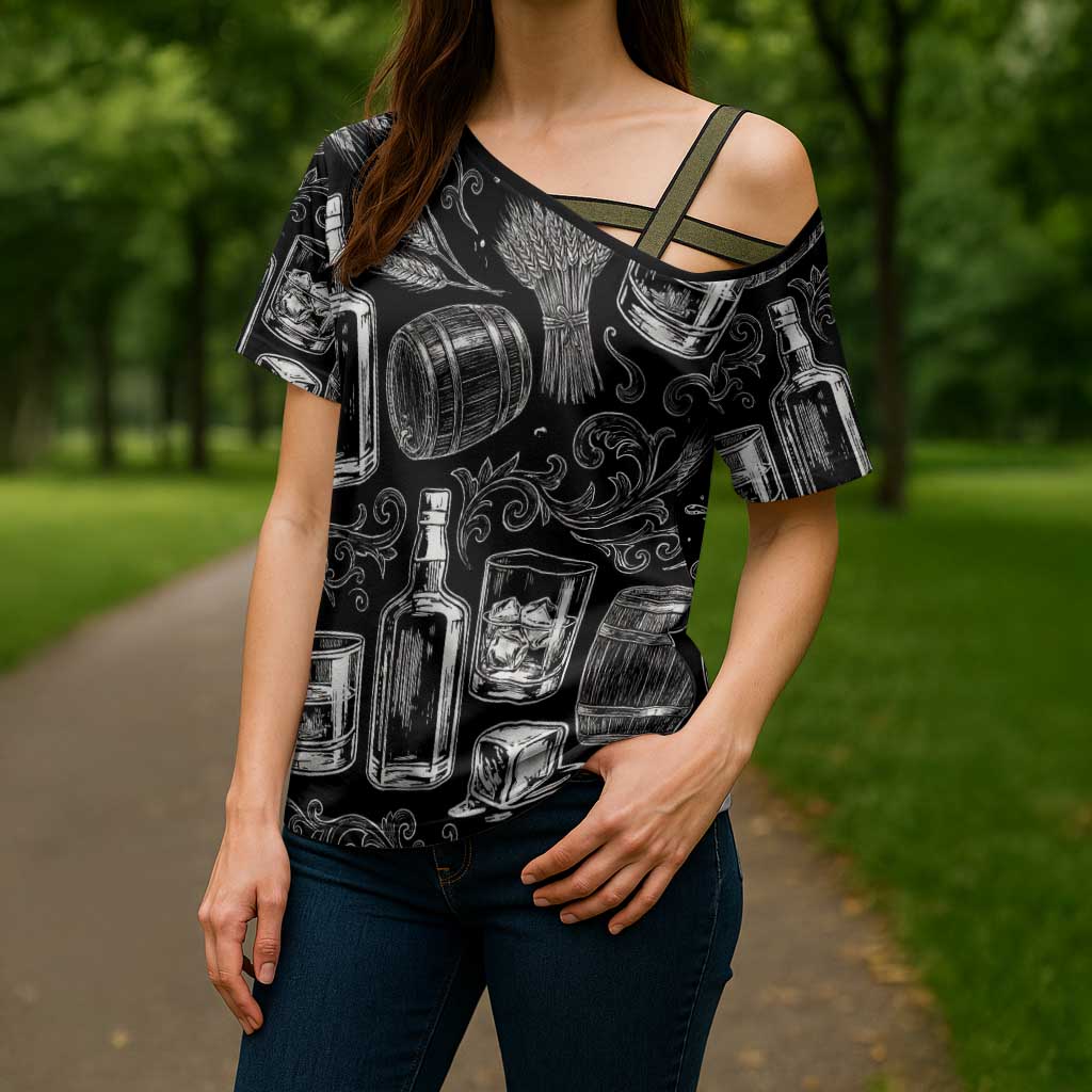 Whisky Neat Cross Shoulder Shirt Vintage Bold Statement Design