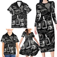 Whisky Neat Family Matching Long Sleeve Bodycon Dress and Hawaiian Shirt Vintage Bold Statement Design