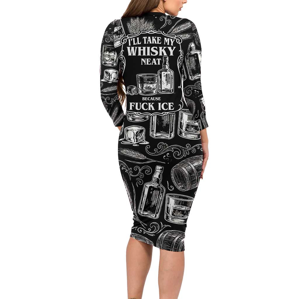 Whisky Neat Family Matching Long Sleeve Bodycon Dress and Hawaiian Shirt Vintage Bold Statement Design