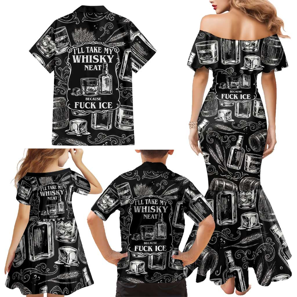 Whisky Neat Family Matching Mermaid Dress and Hawaiian Shirt Vintage Bold Statement Design