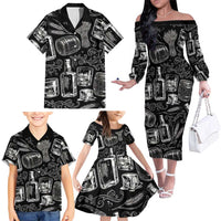 Whisky Neat Family Matching Off The Shoulder Long Sleeve Dress and Hawaiian Shirt Vintage Bold Statement Design