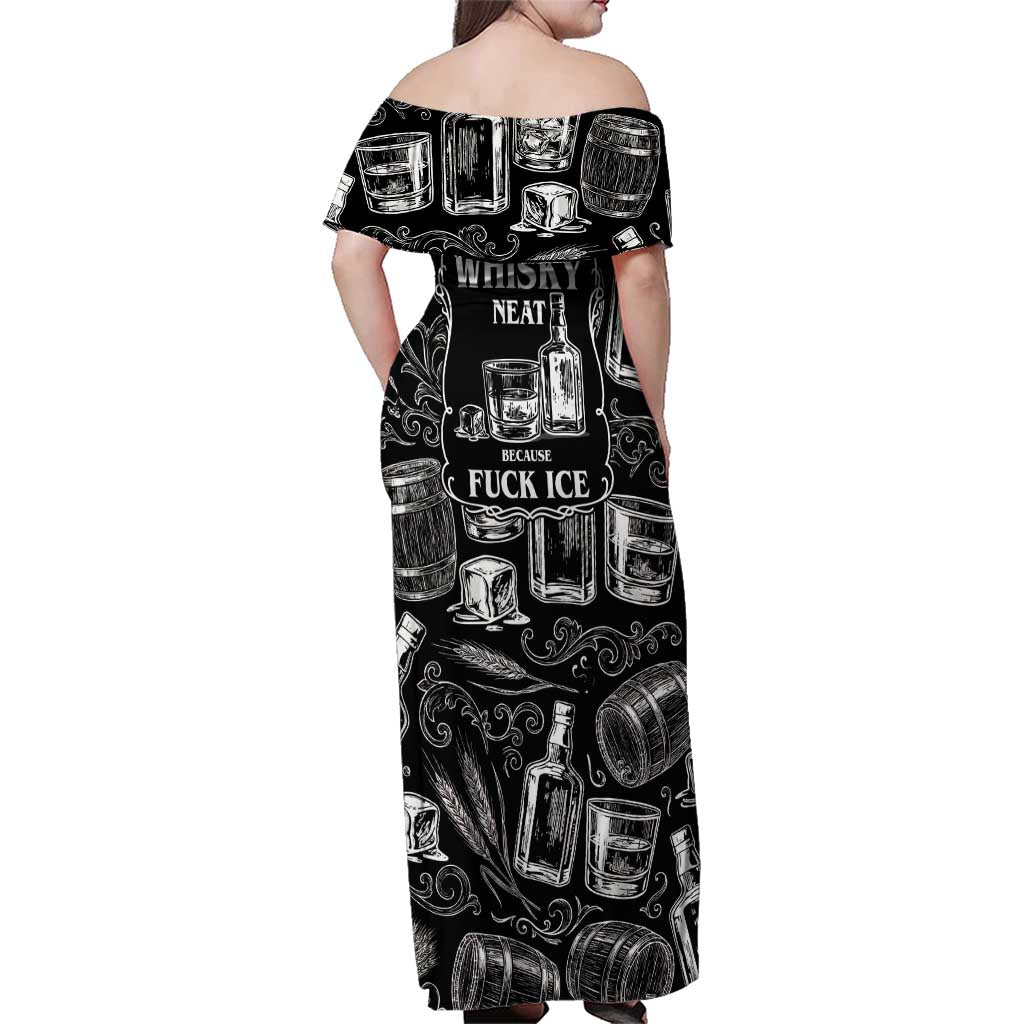 Whisky Neat Family Matching Off Shoulder Maxi Dress and Hawaiian Shirt Vintage Bold Statement Design