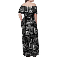 Whisky Neat Family Matching Off Shoulder Maxi Dress and Hawaiian Shirt Vintage Bold Statement Design