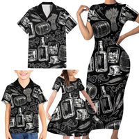 Whisky Neat Family Matching Short Sleeve Bodycon Dress and Hawaiian Shirt Vintage Bold Statement Design