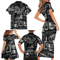 Whisky Neat Family Matching Short Sleeve Bodycon Dress and Hawaiian Shirt Vintage Bold Statement Design