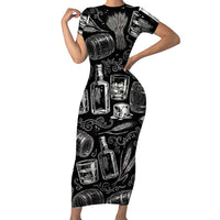 Whisky Neat Family Matching Short Sleeve Bodycon Dress and Hawaiian Shirt Vintage Bold Statement Design