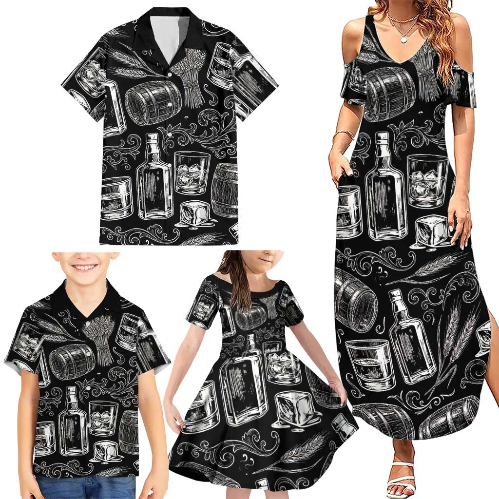 Whisky Neat Family Matching Summer Maxi Dress and Hawaiian Shirt Vintage Bold Statement Design