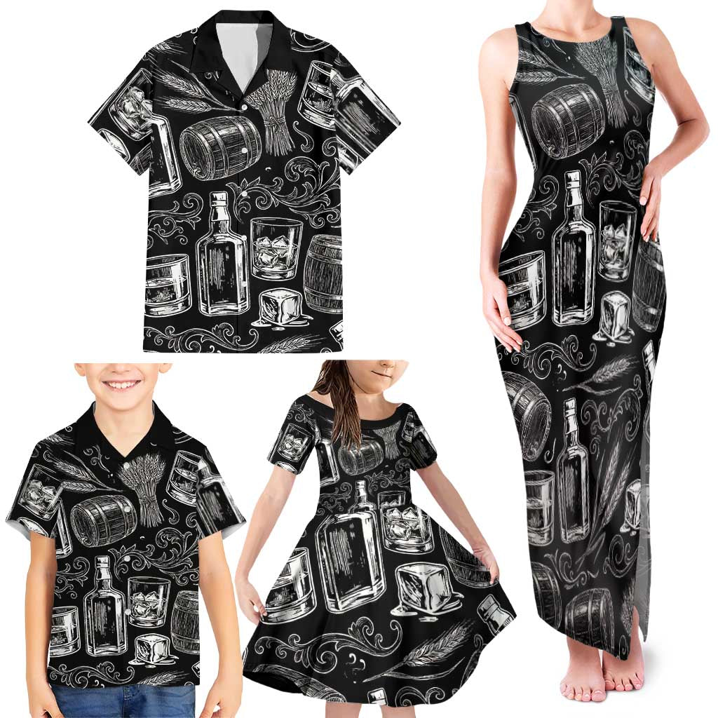 Whisky Neat Family Matching Tank Maxi Dress and Hawaiian Shirt Vintage Bold Statement Design