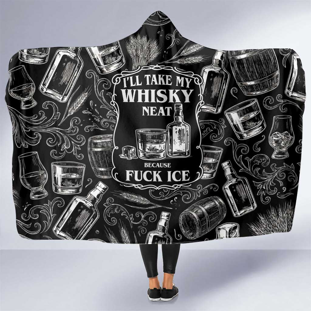 Whisky Neat Hooded Blanket Vintage Bold Statement Design
