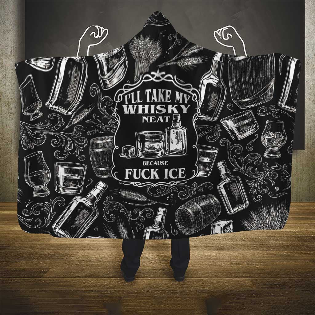 Whisky Neat Hooded Blanket Vintage Bold Statement Design