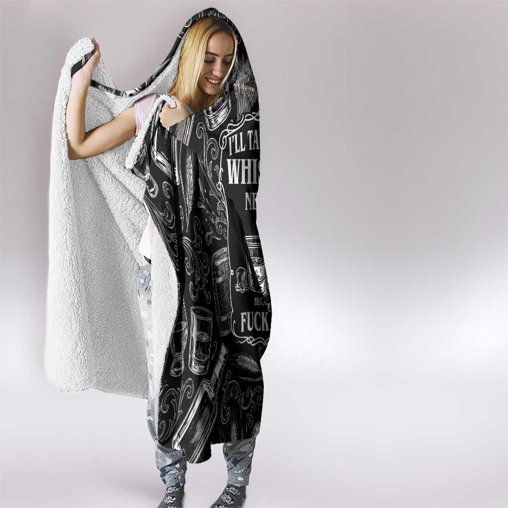 Whisky Neat Hooded Blanket Vintage Bold Statement Design