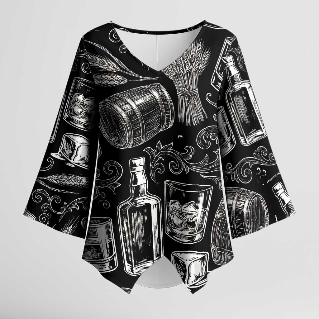 Whisky Neat Kimono Sleeve Blouse Vintage Bold Statement Design
