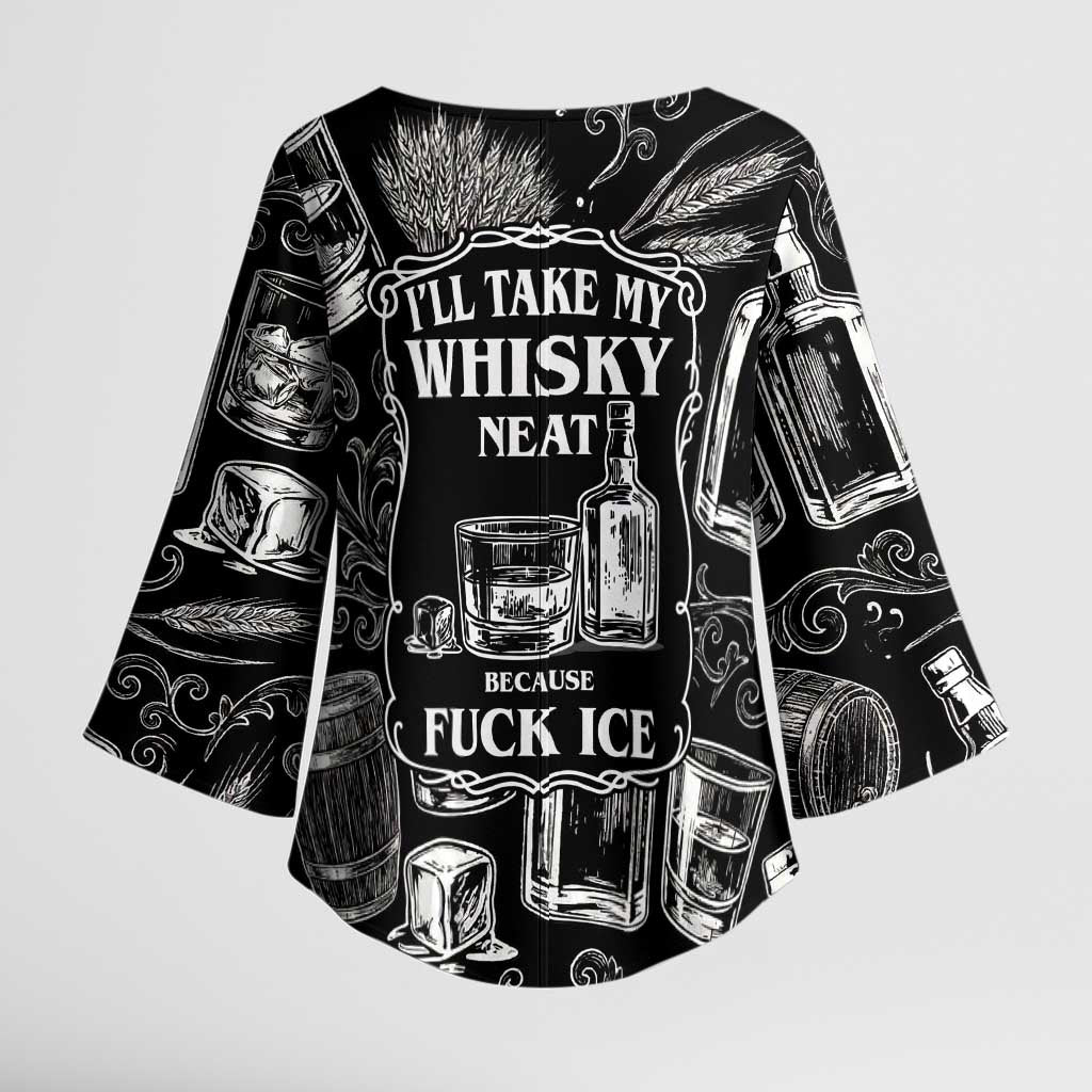 Whisky Neat Kimono Sleeve Blouse Vintage Bold Statement Design