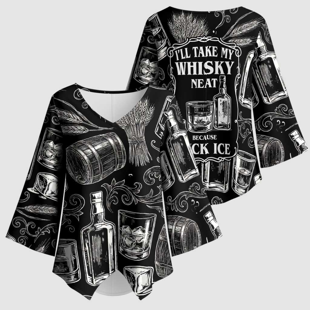 Whisky Neat Kimono Sleeve Blouse Vintage Bold Statement Design