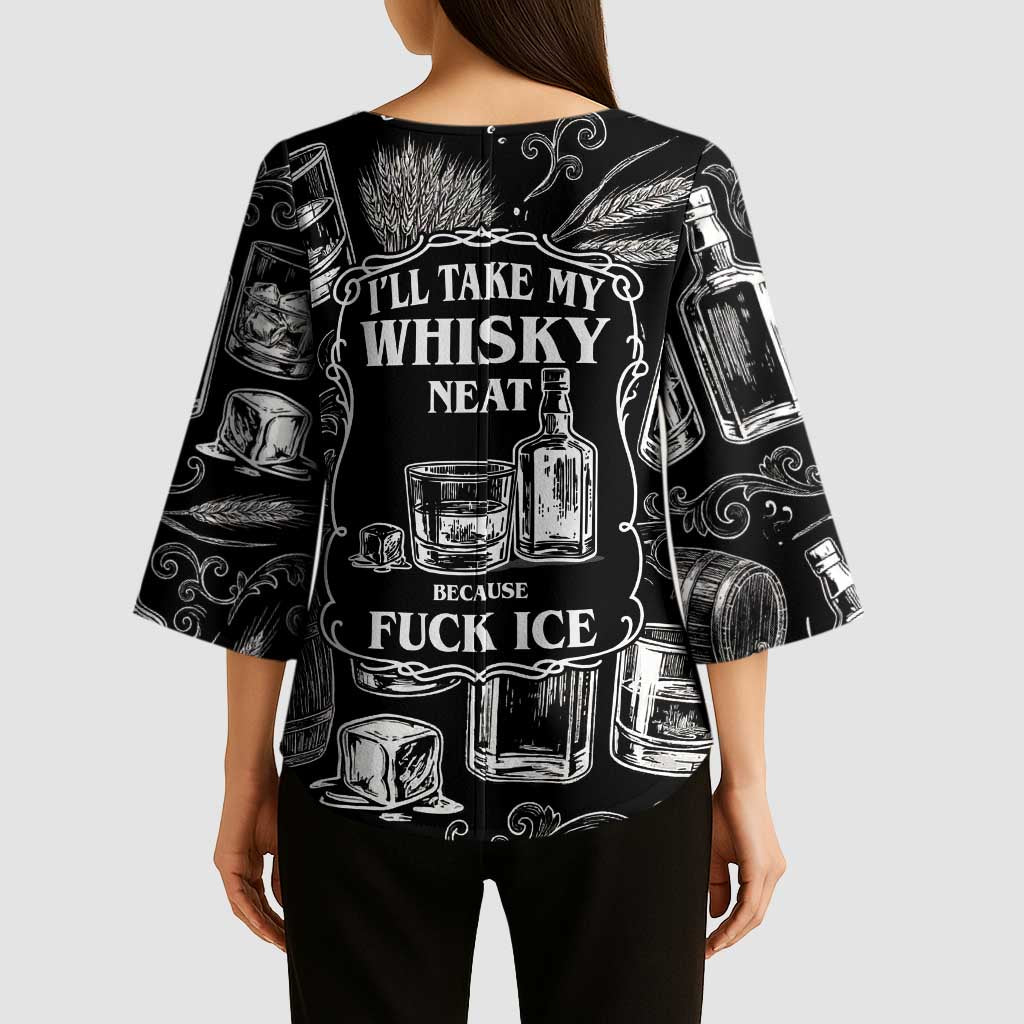 Whisky Neat Kimono Sleeve Blouse Vintage Bold Statement Design