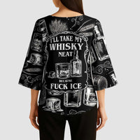 Whisky Neat Kimono Sleeve Blouse Vintage Bold Statement Design