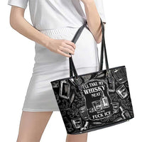 Whisky Neat Leather Tote Bag Vintage Bold Statement Design