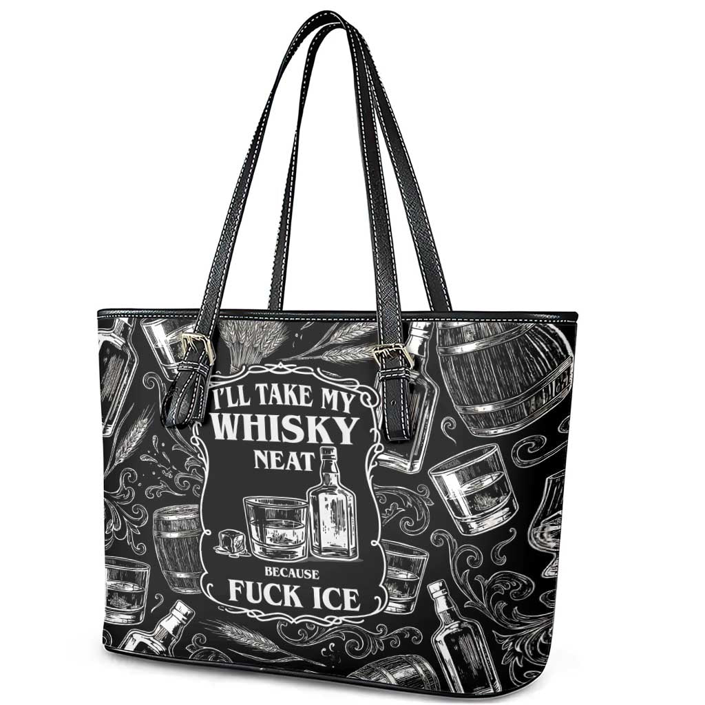 Whisky Neat Leather Tote Bag Vintage Bold Statement Design