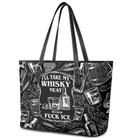 Whisky Neat Leather Tote Bag Vintage Bold Statement Design